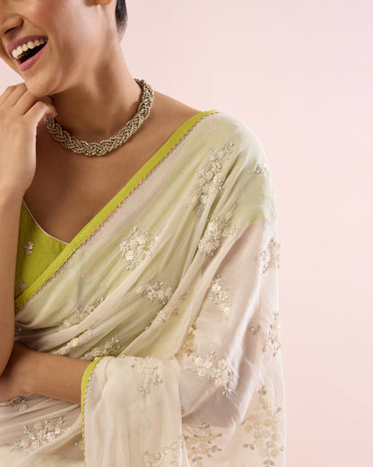 JASMINE CHANDERI SILK SAREE- CREAM