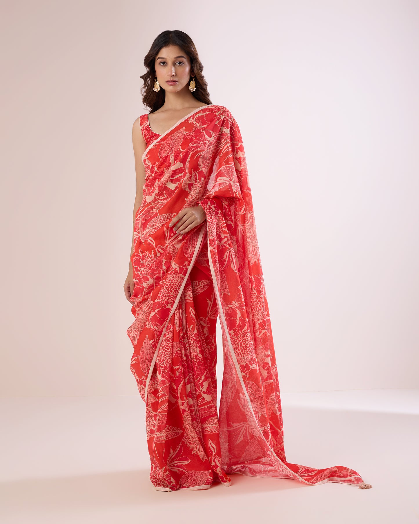 Red Poppy Chanderi Silk Saree
