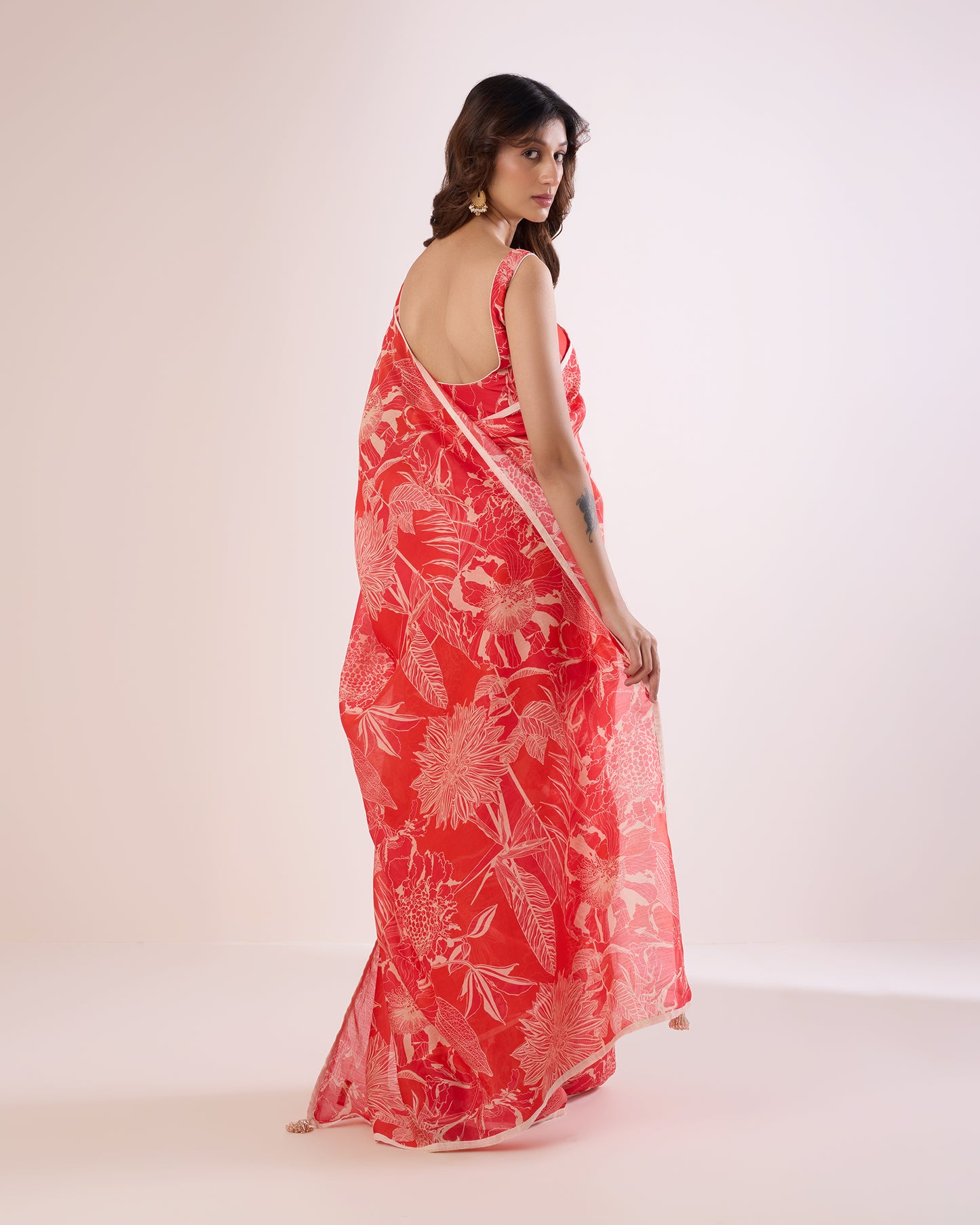 Red Poppy Chanderi Silk Saree