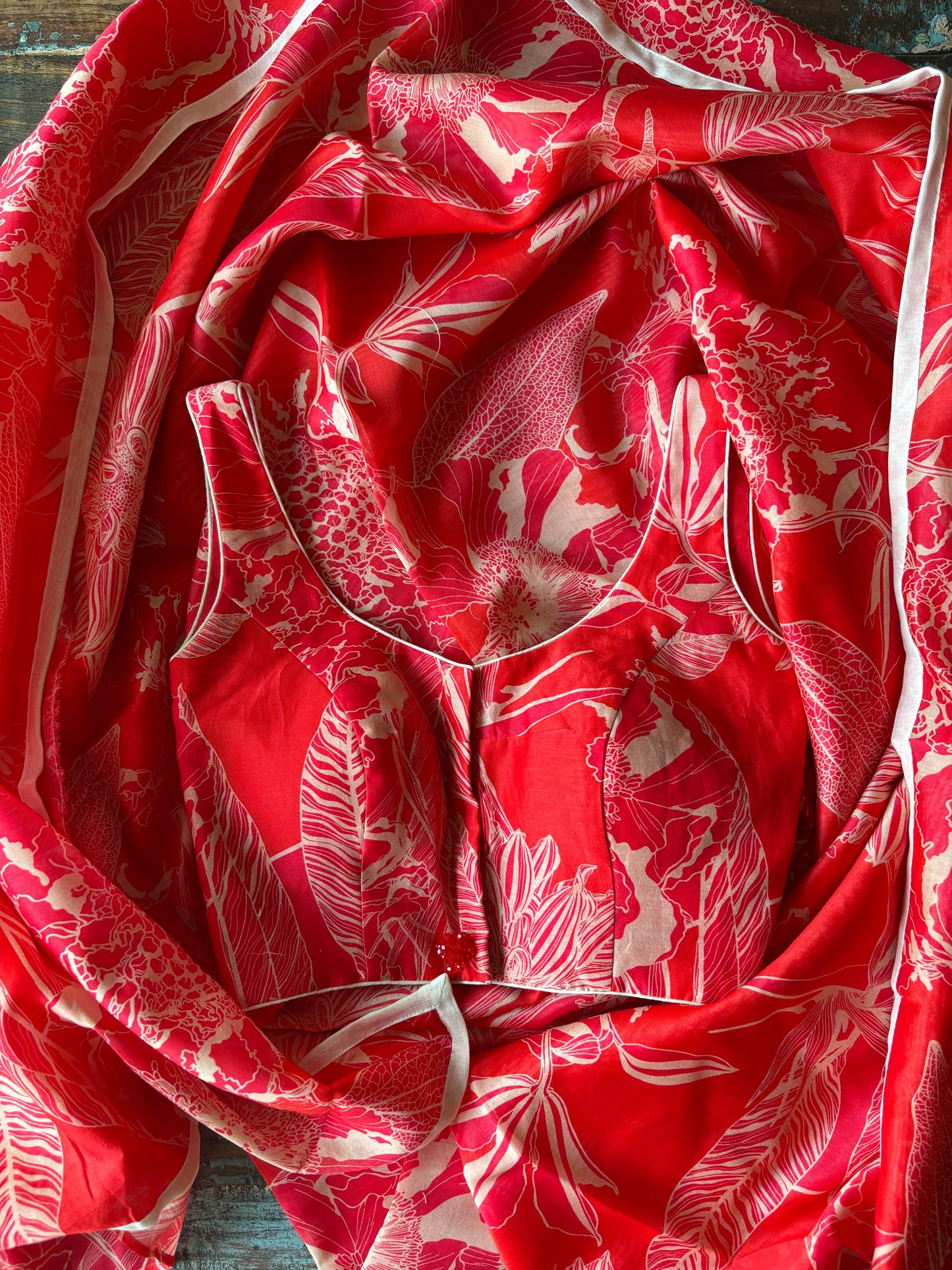 Red Poppy Chanderi Silk Saree
