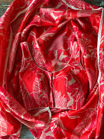 Red Poppy Chanderi Silk Saree