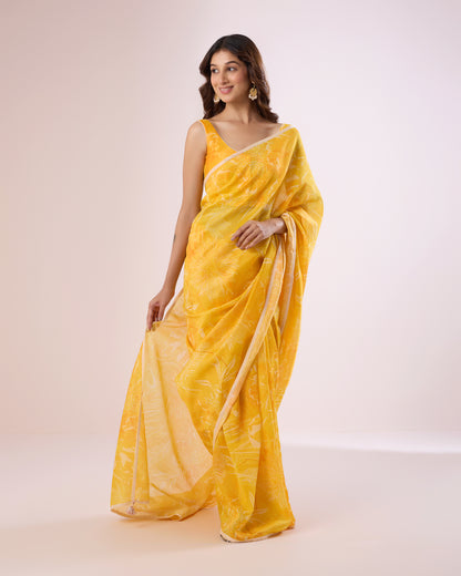 Deep Yellow Poppy Chanderi Silk Saree