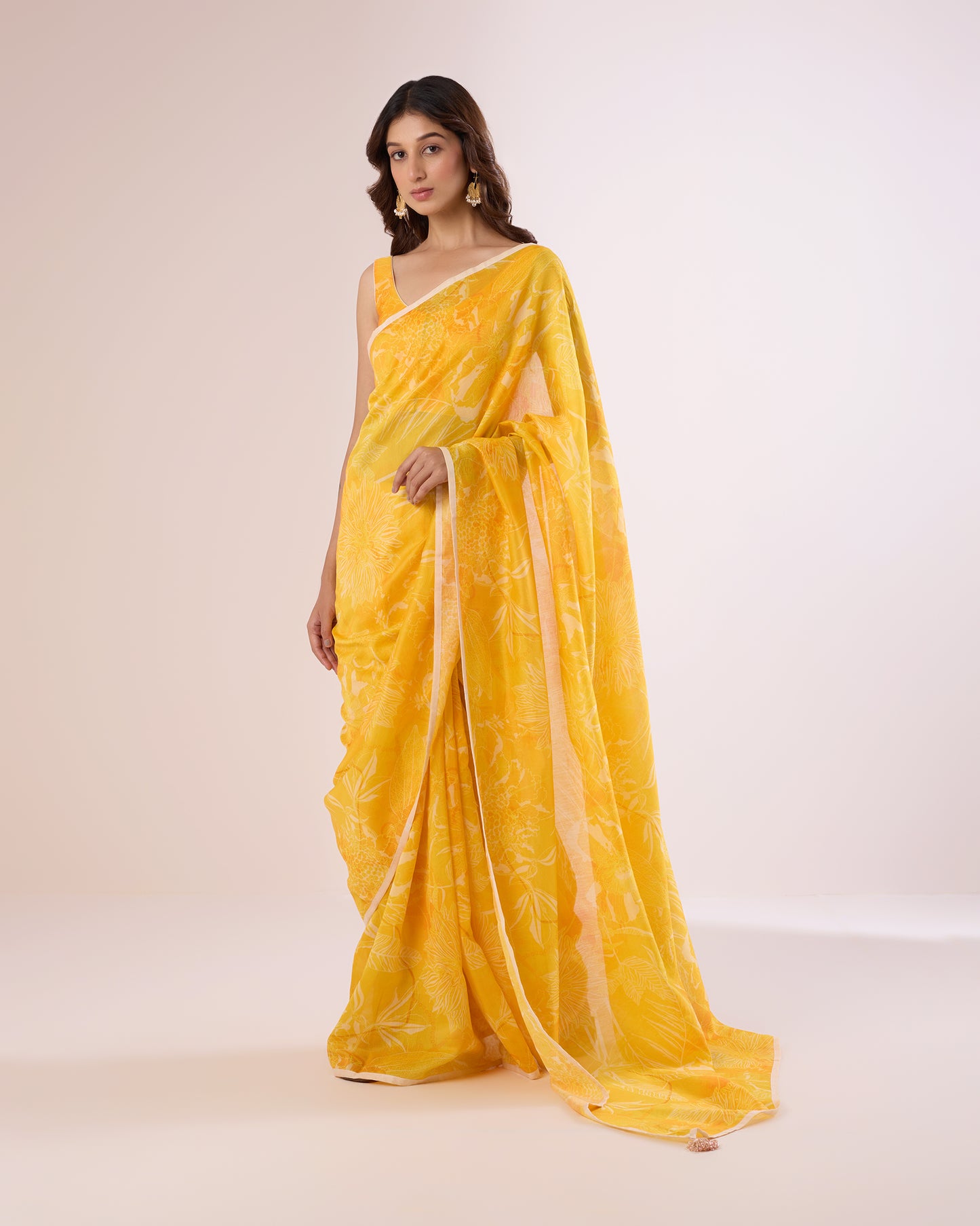 Deep Yellow Poppy Chanderi Silk Saree