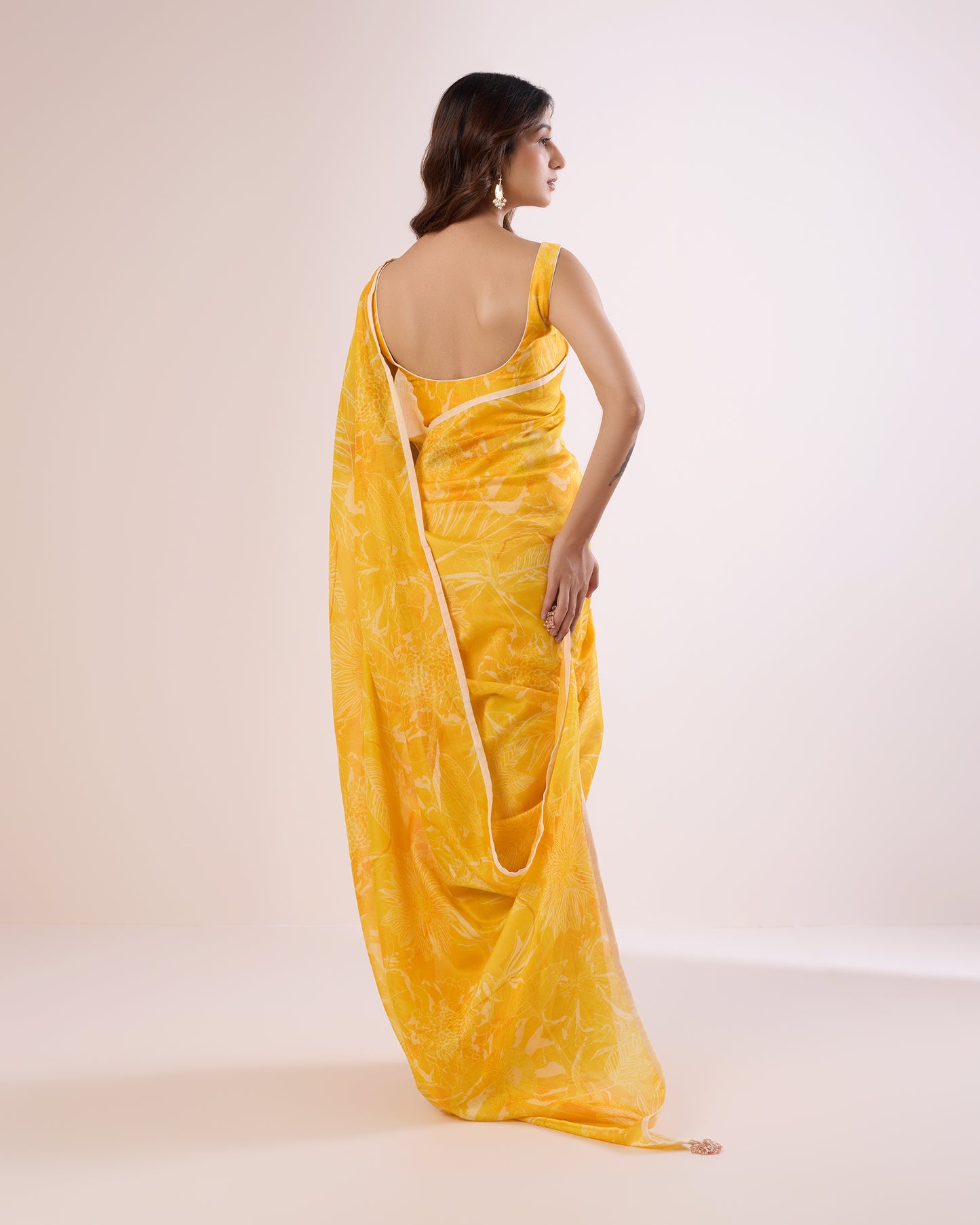 Deep Yellow Poppy Chanderi Silk Saree