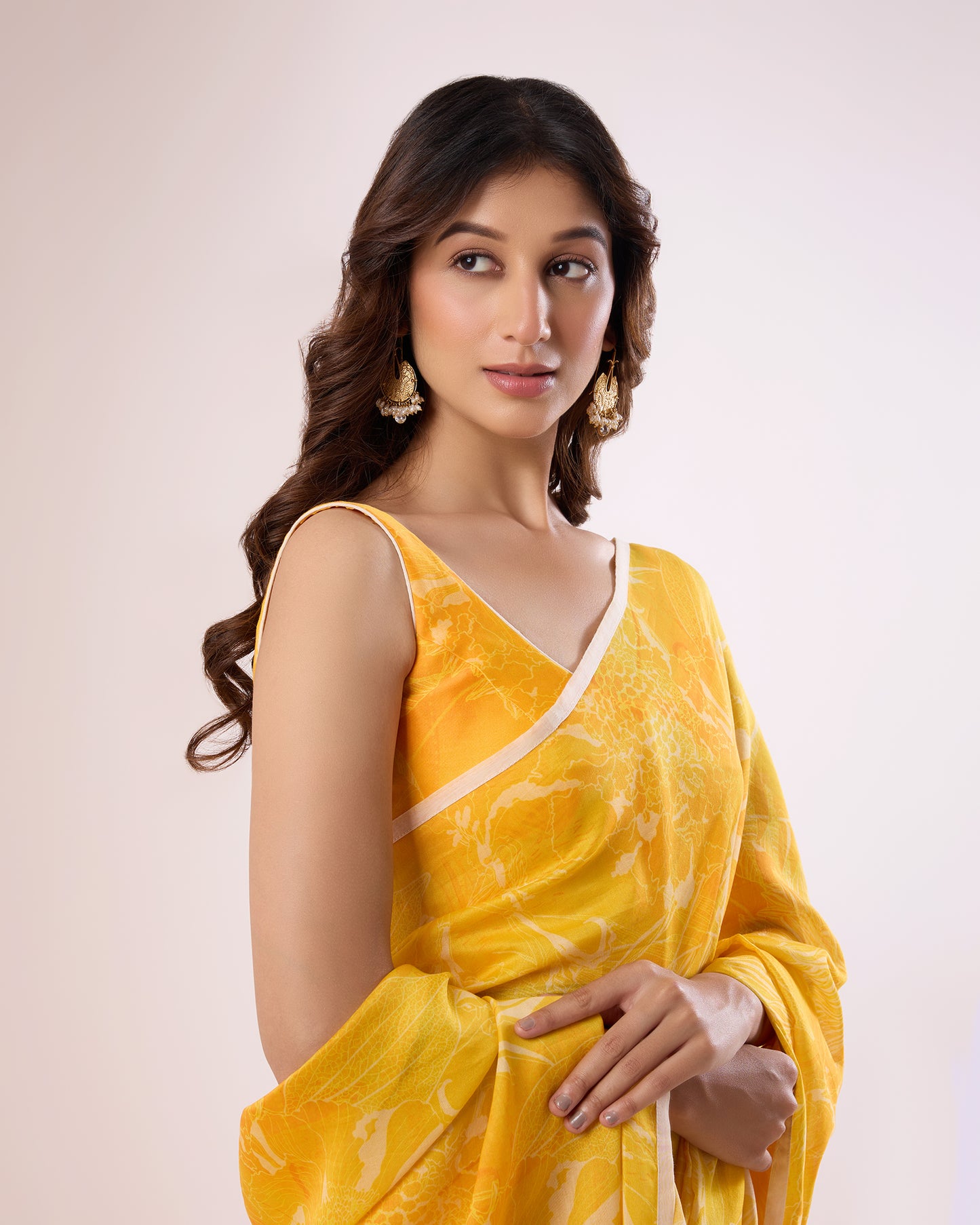 Deep Yellow Poppy Chanderi Silk Saree