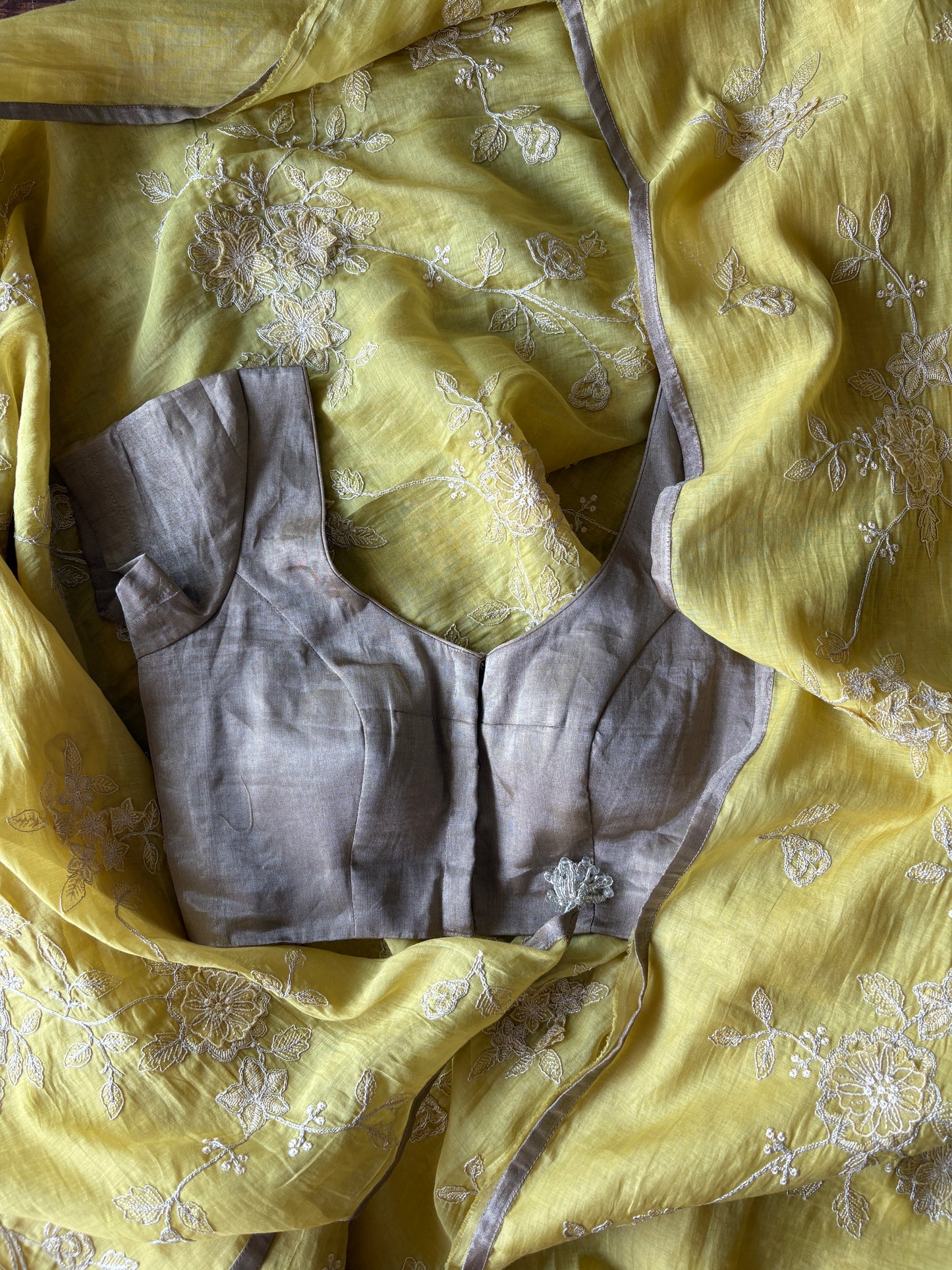 Parijat Chanderi Silk Saree – Soft Yellow