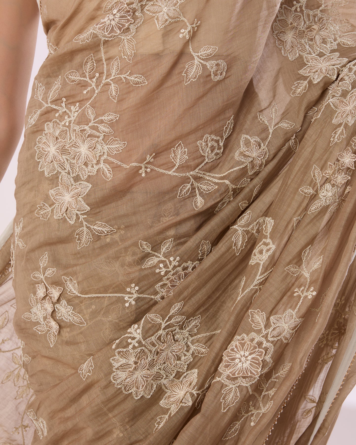 Parijat Chanderi Silk Saree – Beige