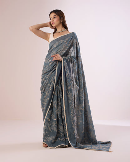 Nargis Chanderi Silk Saree – Carbon