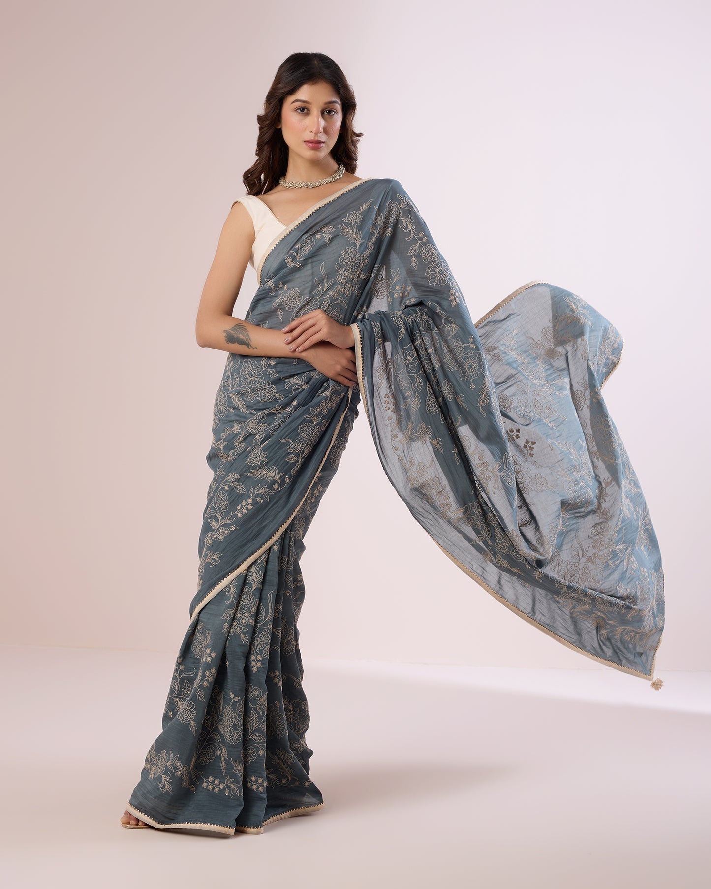 Nargis Chanderi Silk Saree – Carbon