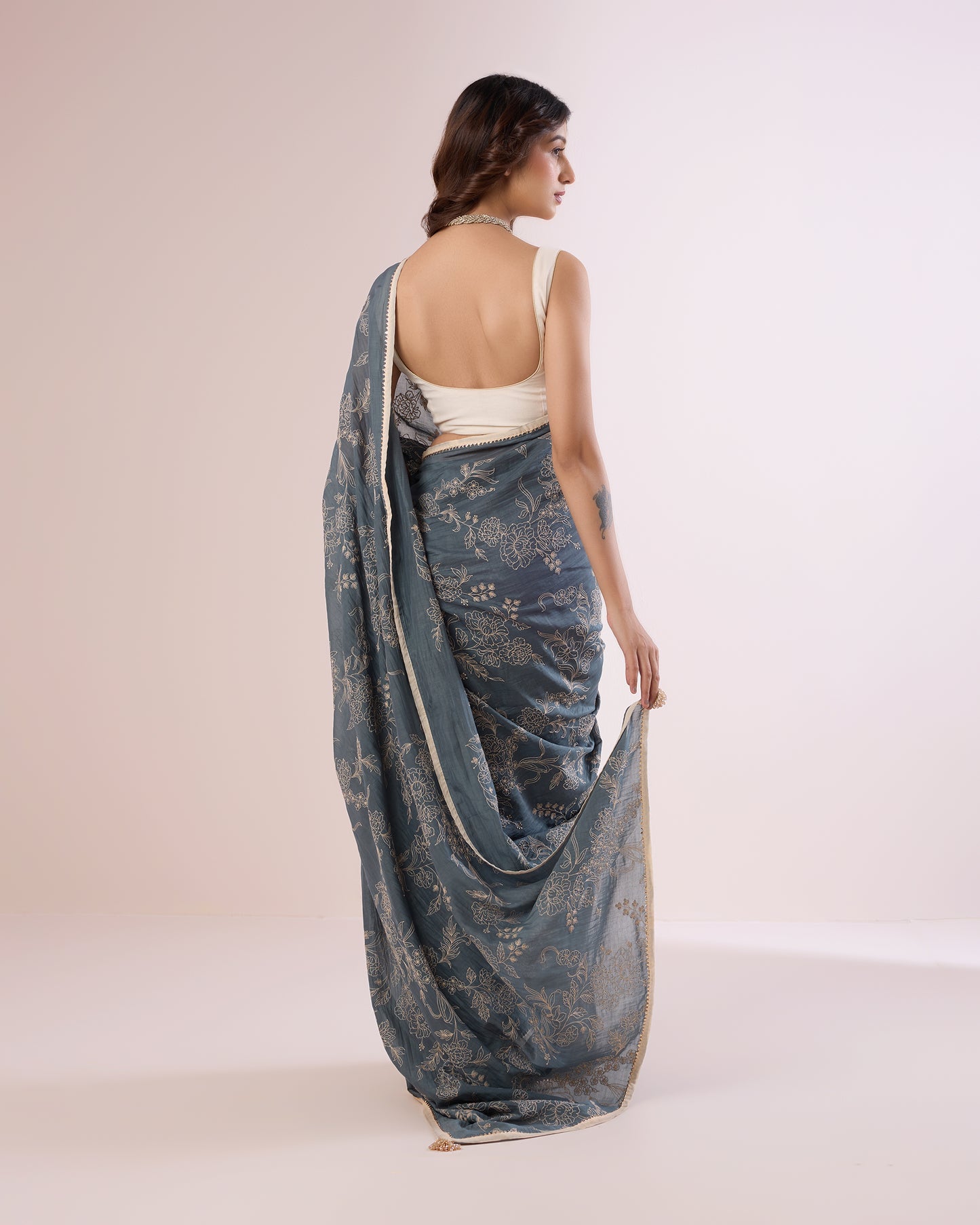 Nargis Chanderi Silk Saree – Carbon
