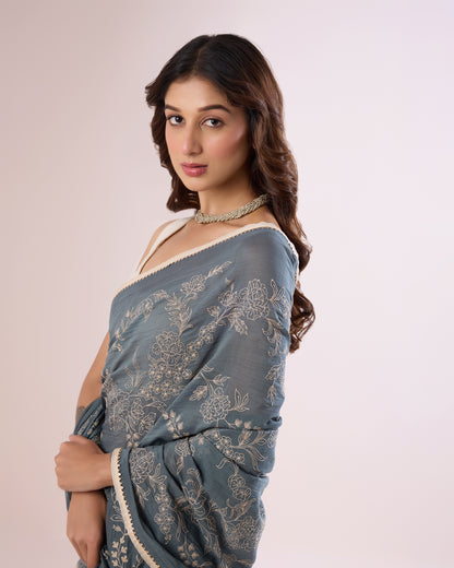 Nargis Chanderi Silk Saree – Carbon