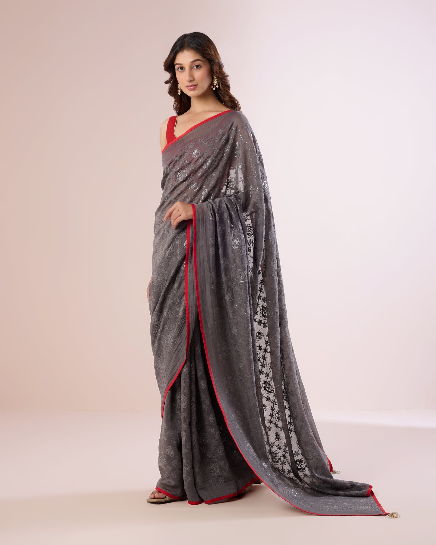 Chandni Chanderi Silk Saree – Taupe