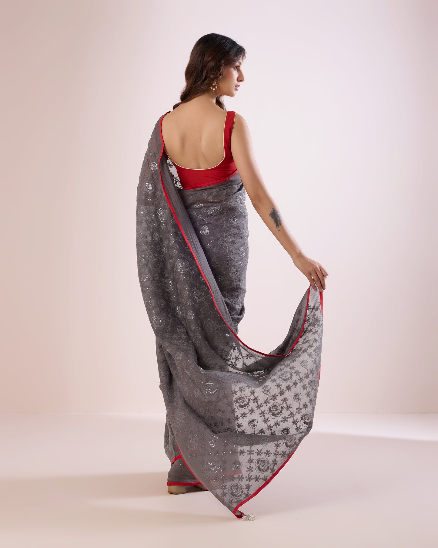 Chandni Chanderi Silk Saree – Taupe