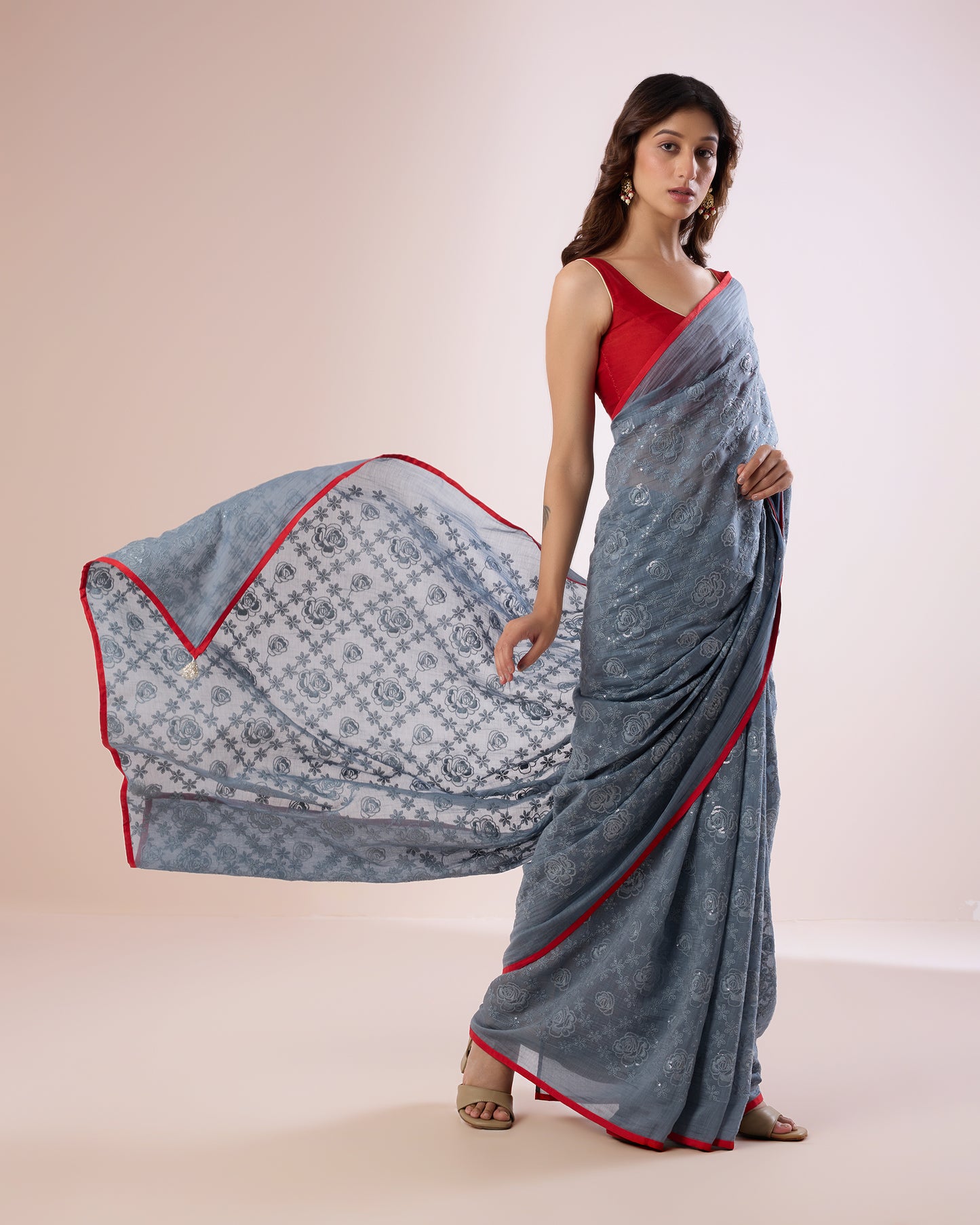 Chandni Chanderi Silk Saree – Pewter