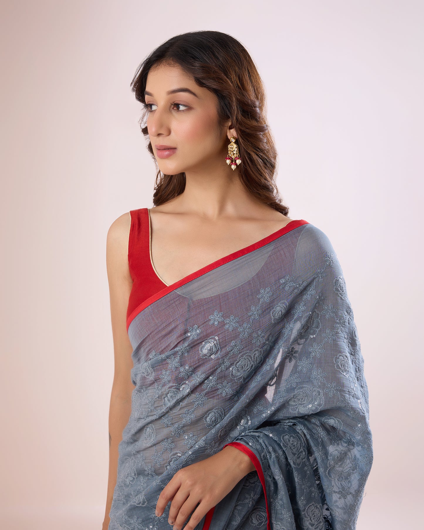 Chandni Chanderi Silk Saree – Pewter
