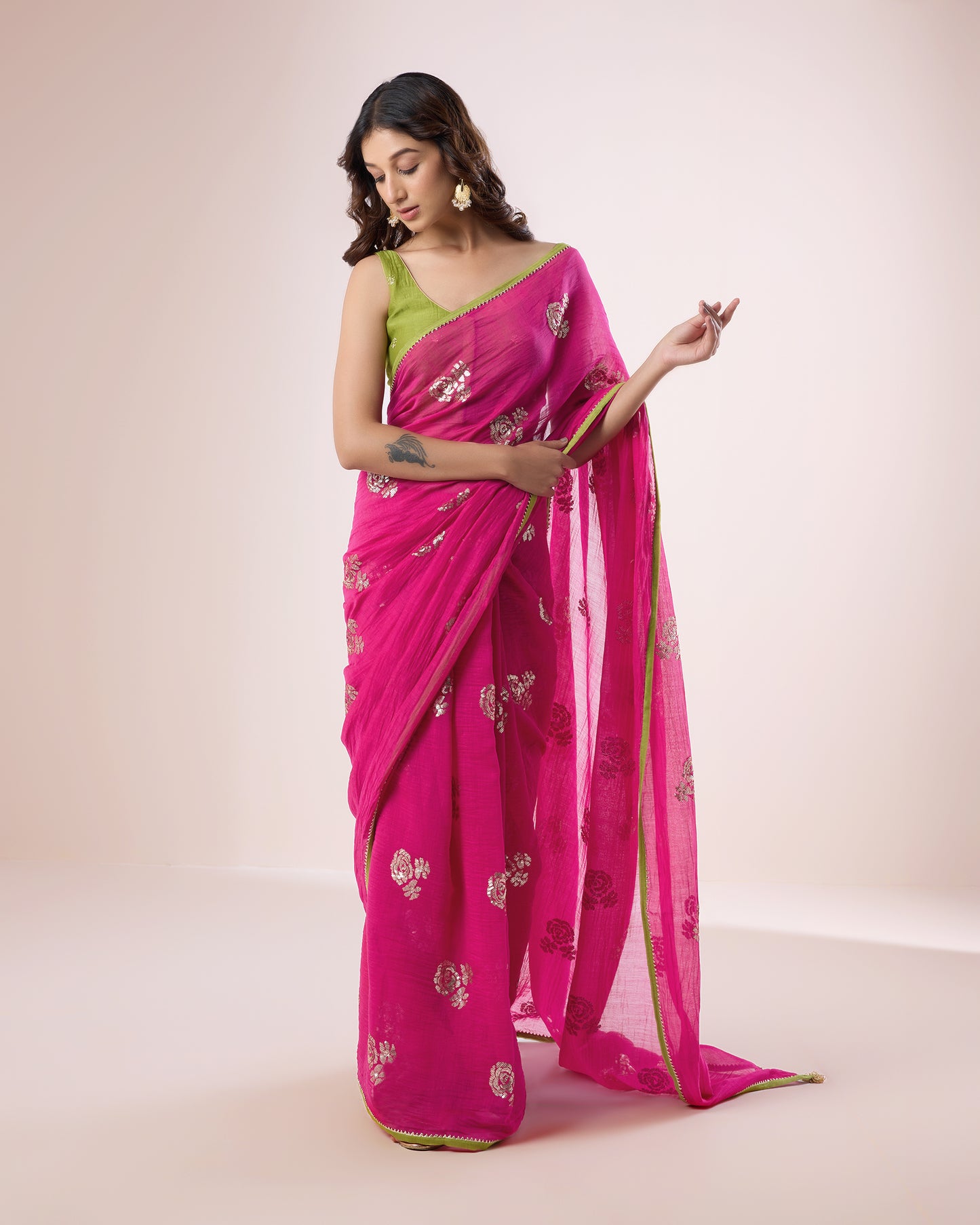 Raat Ki Rani Chanderi Silk Saree – Fuschia