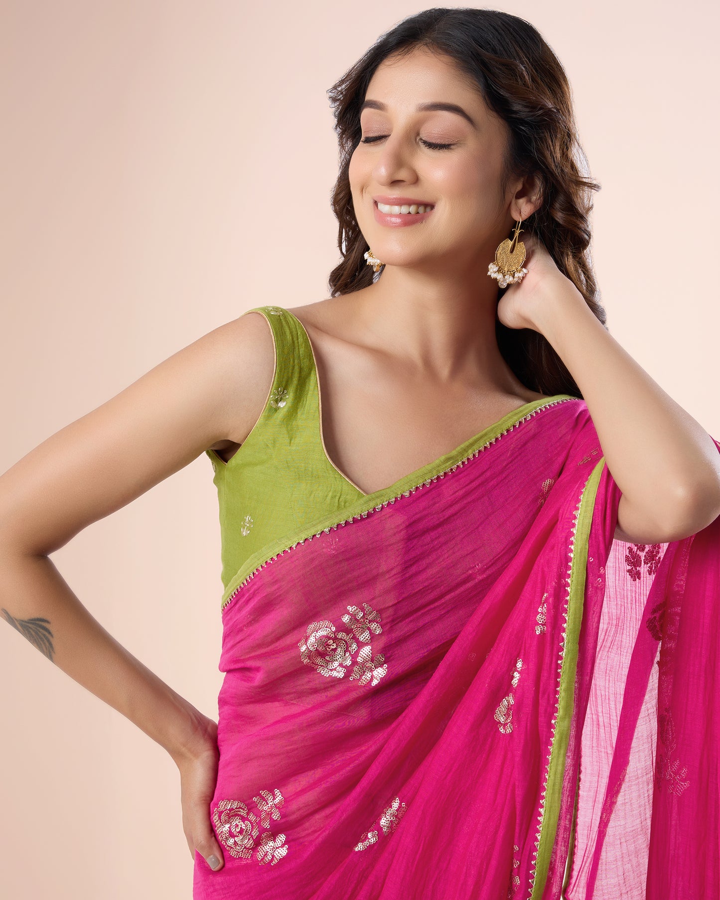 Raat Ki Rani Chanderi Silk Saree – Fuschia