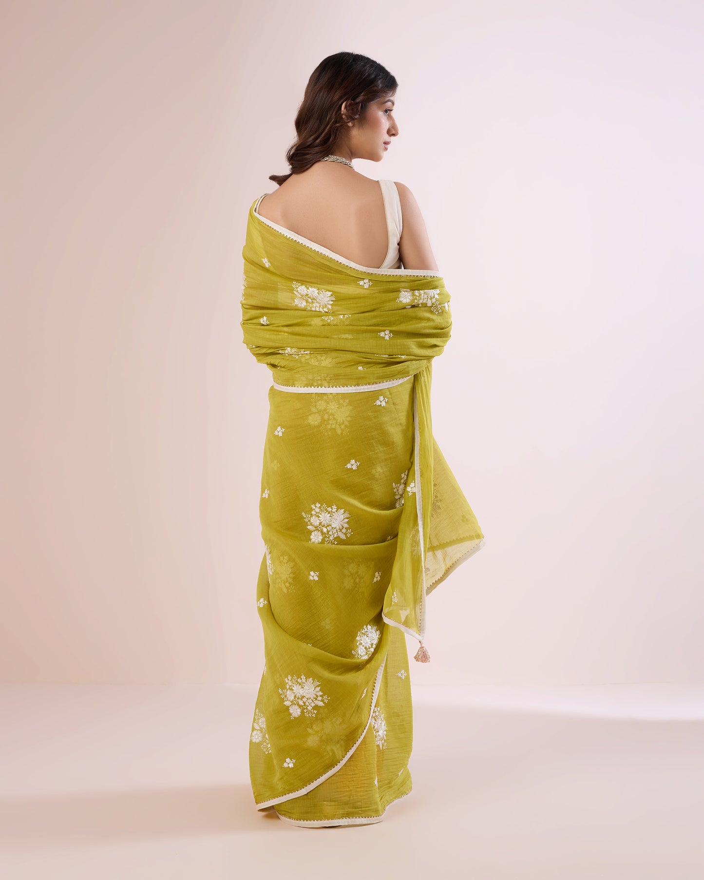 Jaswand Chanderi Silk Saree – Grass Green