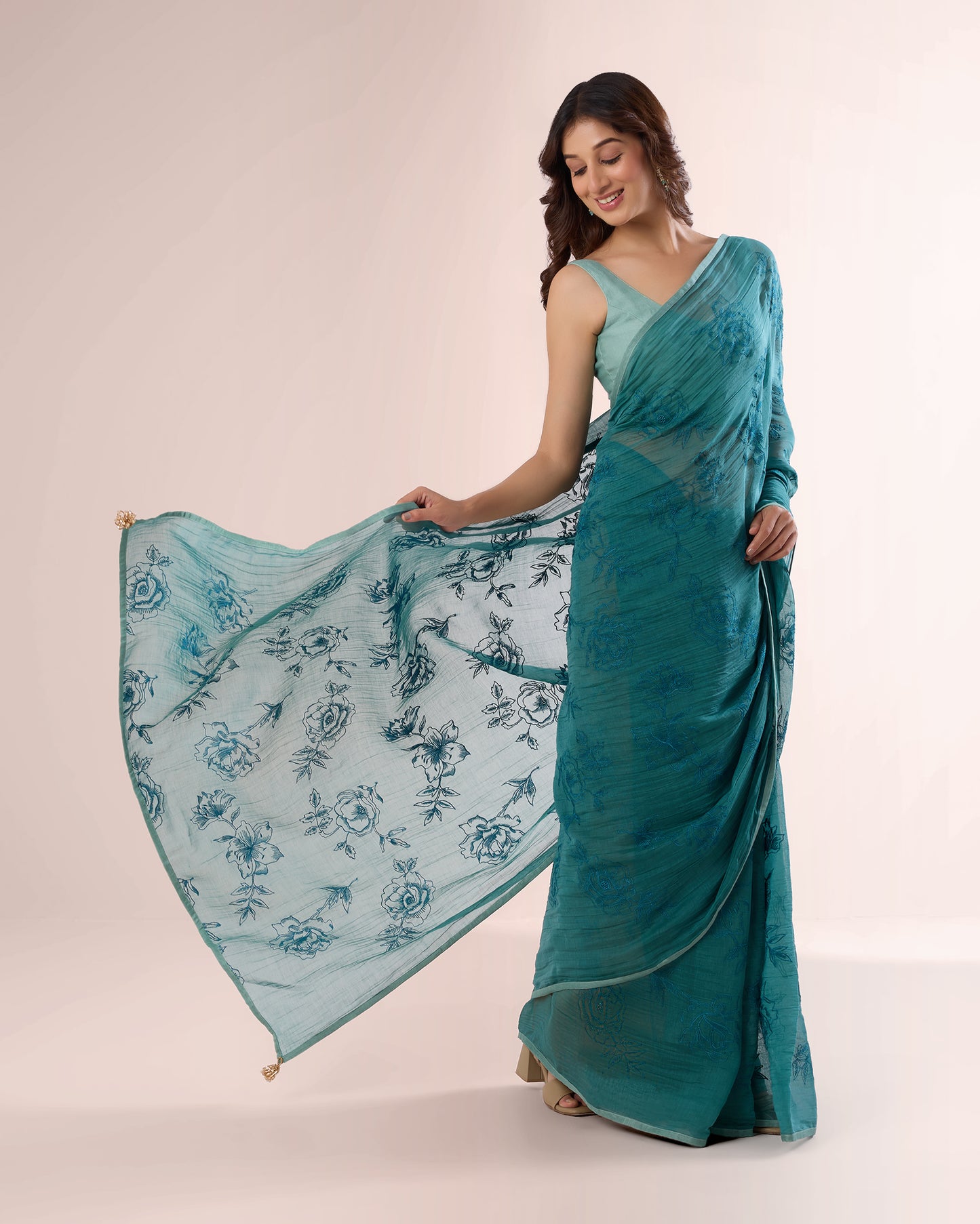 ORCHID — Pine Green Chanderi Silk Saree