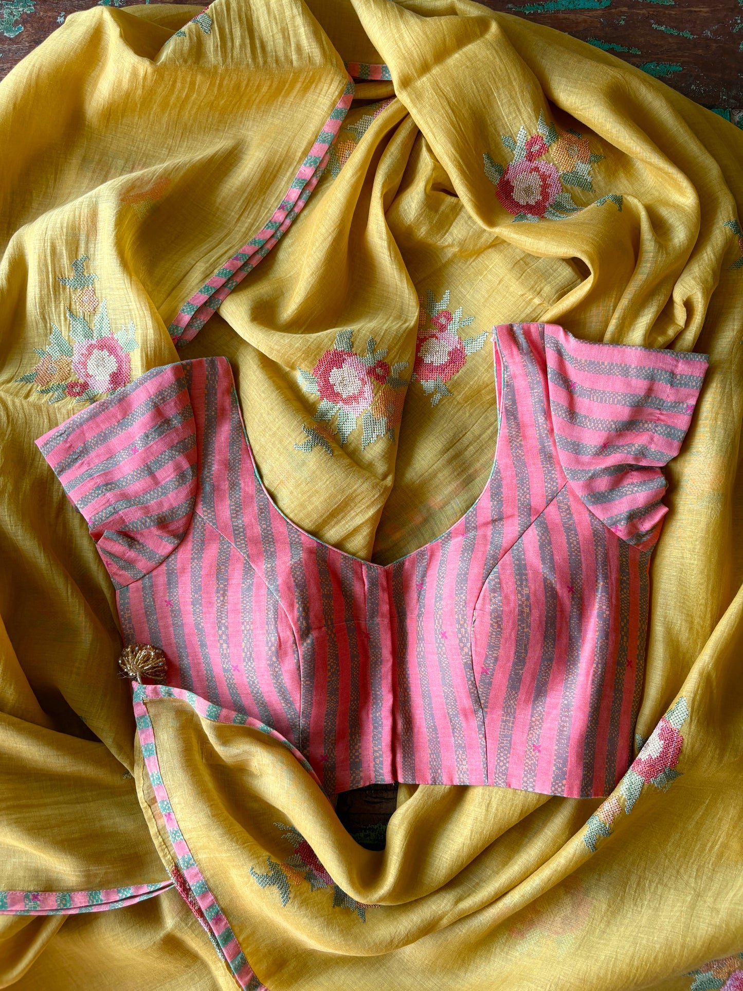 BRIAR ROSE — Gold Chanderi Silk Saree