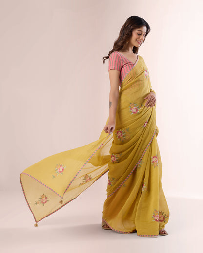 BRIAR ROSE — Gold Chanderi Silk Saree