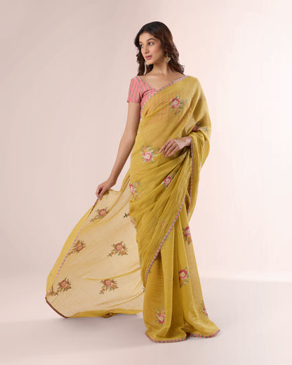 BRIAR ROSE — Gold Chanderi Silk Saree