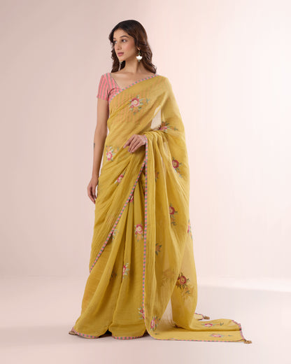 BRIAR ROSE — Gold Chanderi Silk Saree