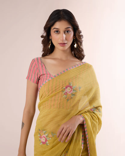 BRIAR ROSE — Gold Chanderi Silk Saree