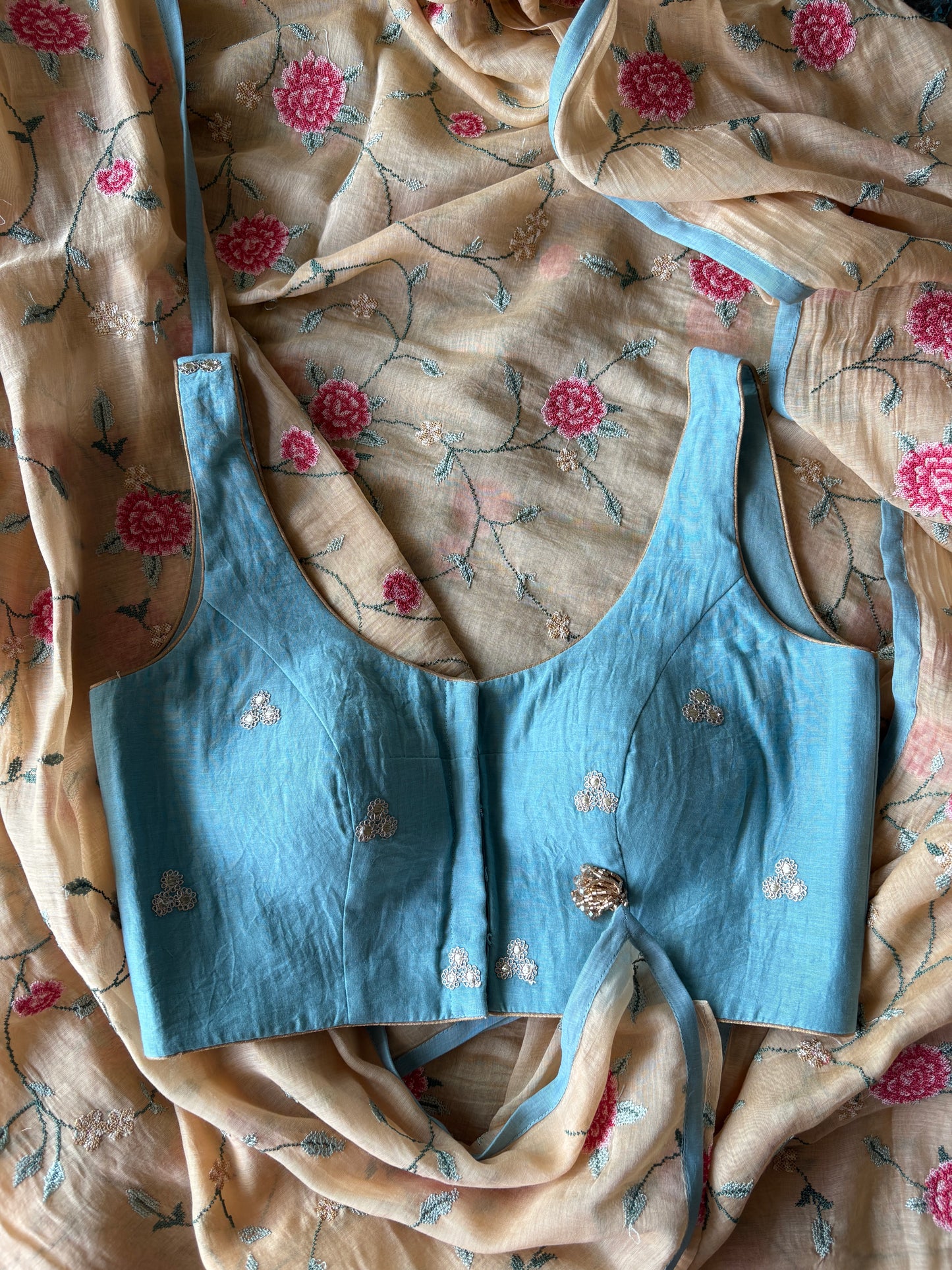 ROSE VINE — Blush Chanderi Silk Saree