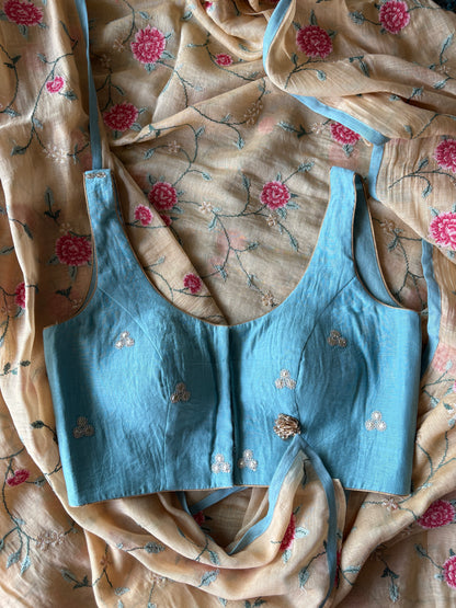 ROSE VINE — Blush Chanderi Silk Saree