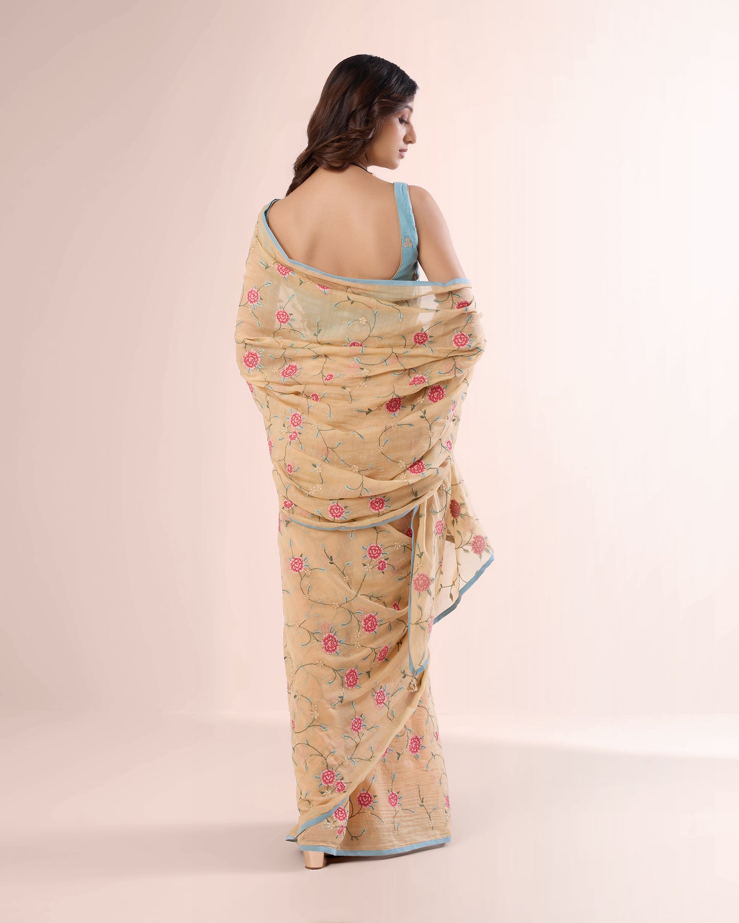 ROSE VINE — Blush Chanderi Silk Saree