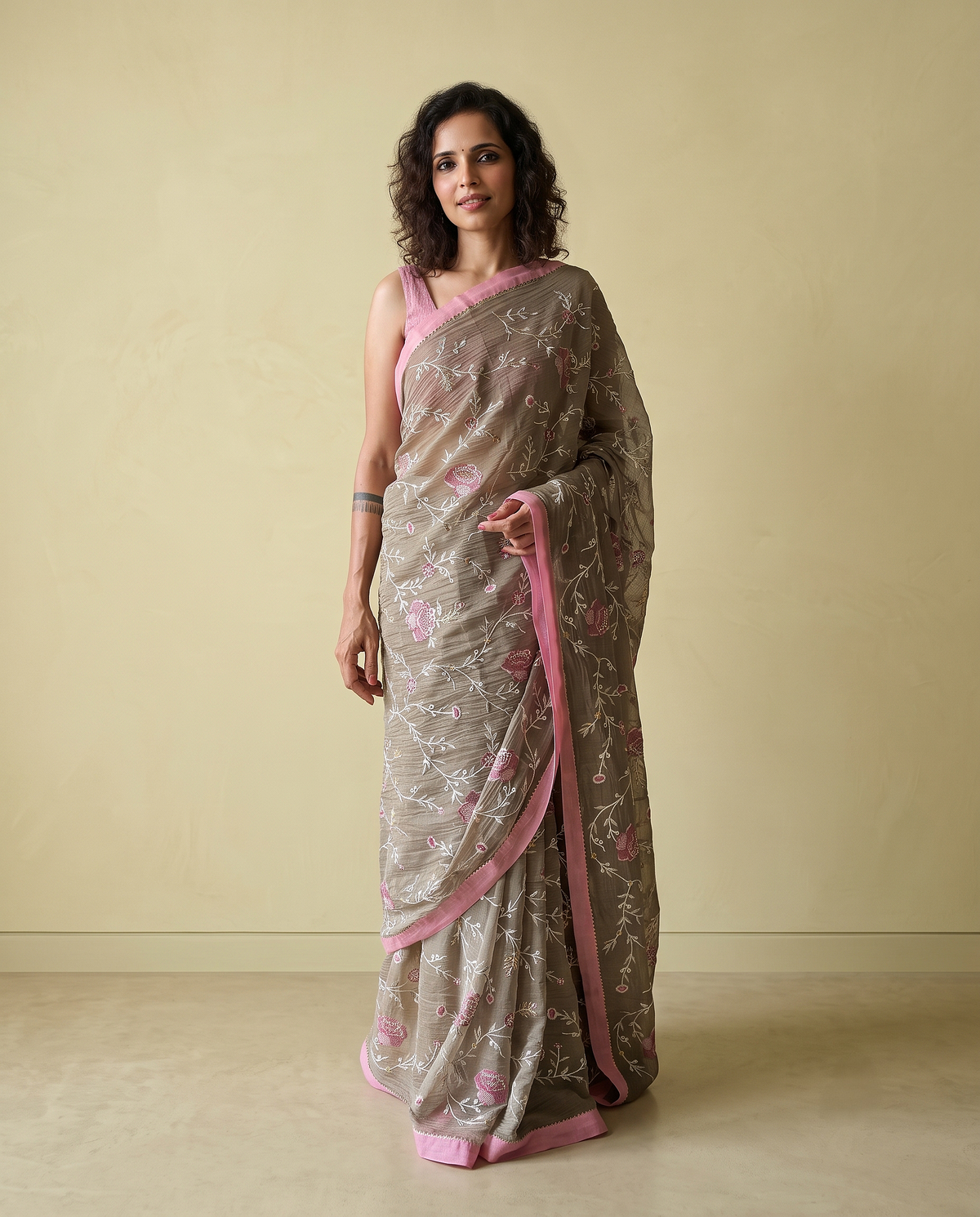 GARDENIA | Moss Green Chanderi Silk Saree