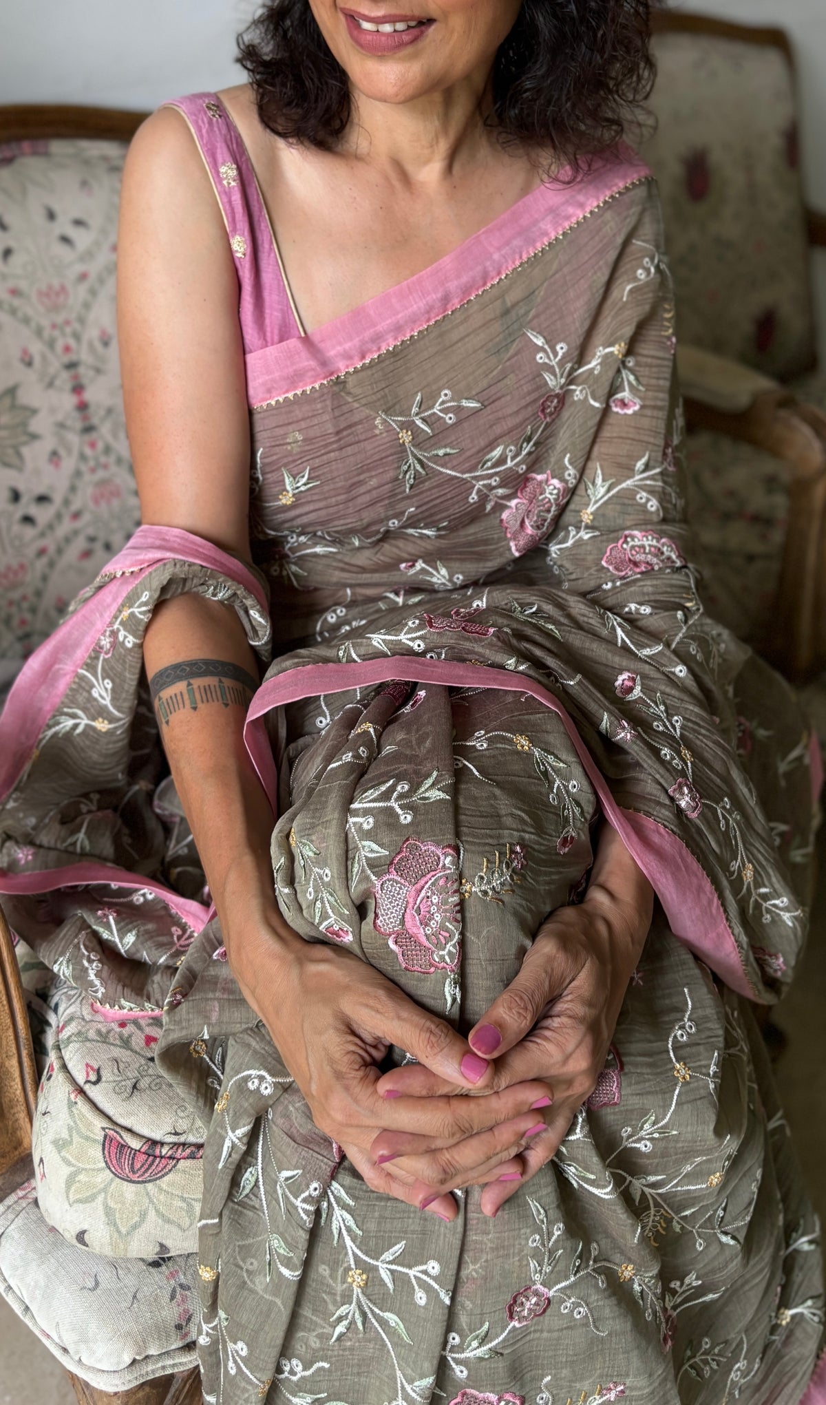 GARDENIA | Moss Green Chanderi Silk Saree