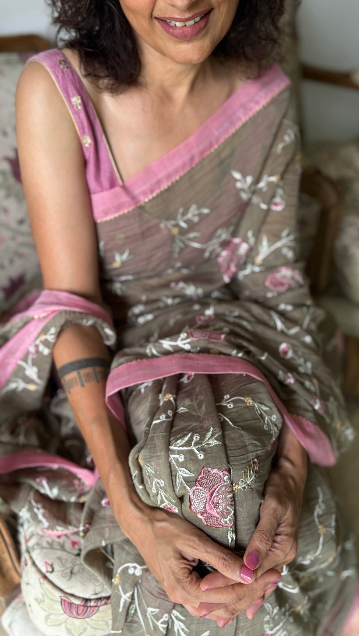 GARDENIA | Moss Green Chanderi Silk Saree