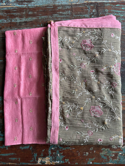 GARDENIA | Moss Green Chanderi Silk Saree