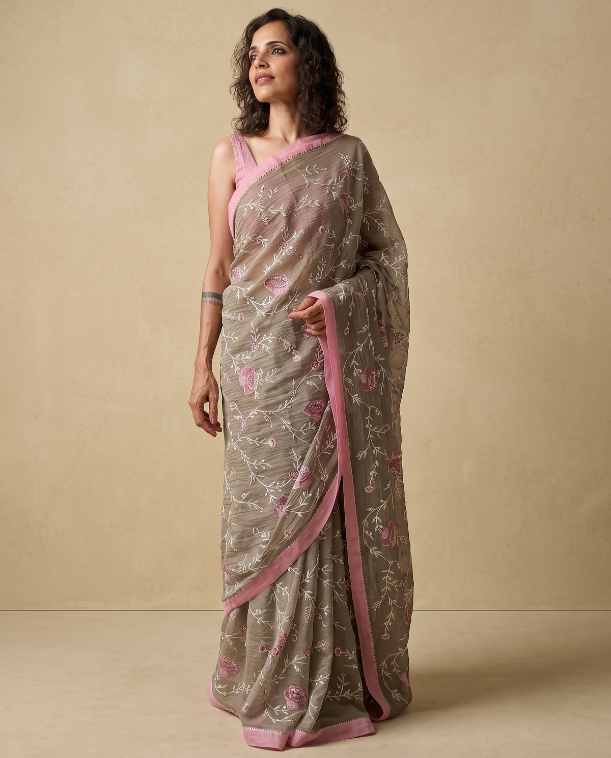 GARDENIA | Moss Green Chanderi Silk Saree