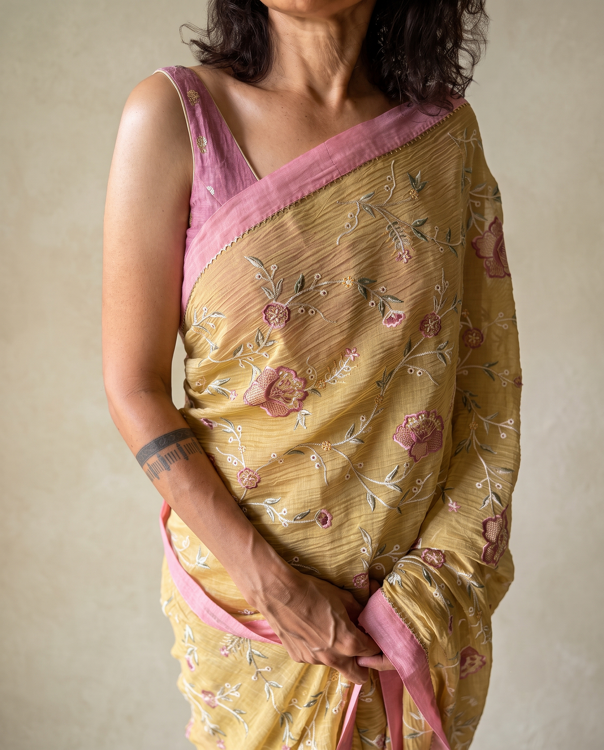 GARDENIA | Sunlit Yellow Chanderi Silk Saree