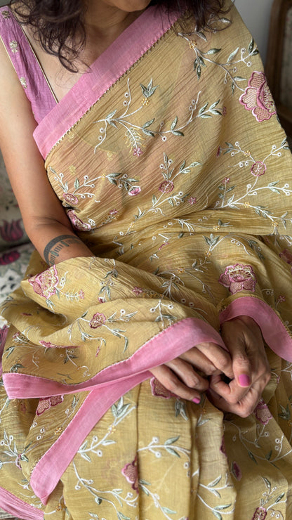 GARDENIA | Sunlit Yellow Chanderi Silk Saree