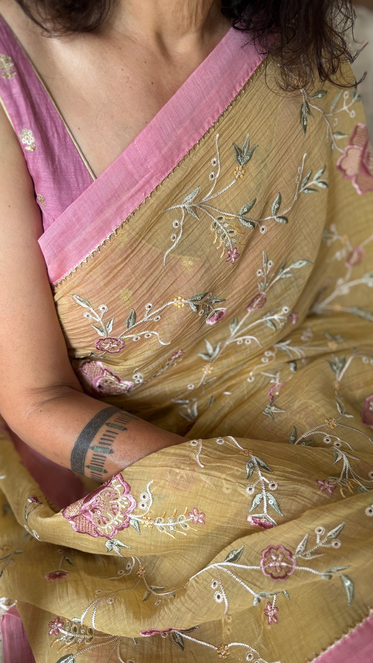 GARDENIA | Sunlit Yellow Chanderi Silk Saree
