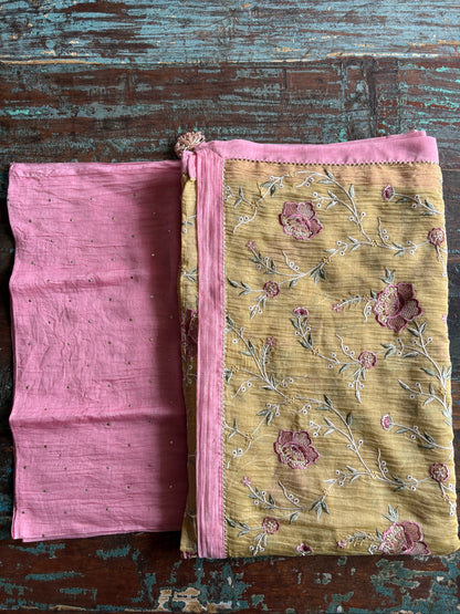 GARDENIA | Sunlit Yellow Chanderi Silk Saree