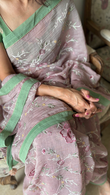 GARDENIA | Onionskin Pink Chanderi Silk Saree