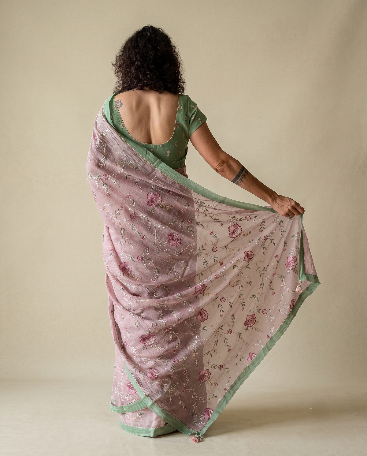 GARDENIA | Onionskin Pink Chanderi Silk Saree