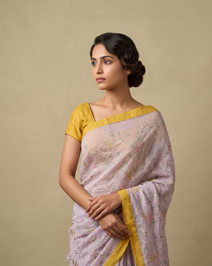 MALLIPOO | Lilac Chanderi Silk Saree