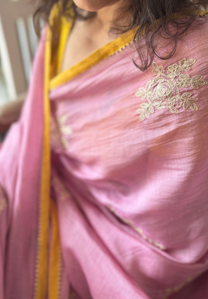 AMARYLLIS | Pink Chanderi Silk Saree