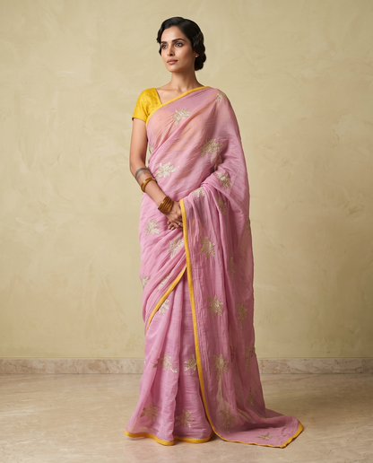 AMARYLLIS | Pink Chanderi Silk Saree