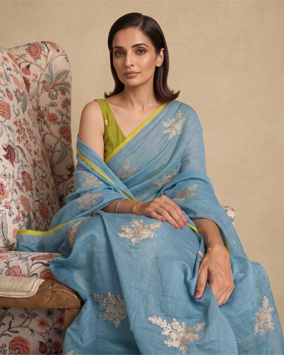 AMARYLLIS | Ocean Blue Chanderi Silk Saree