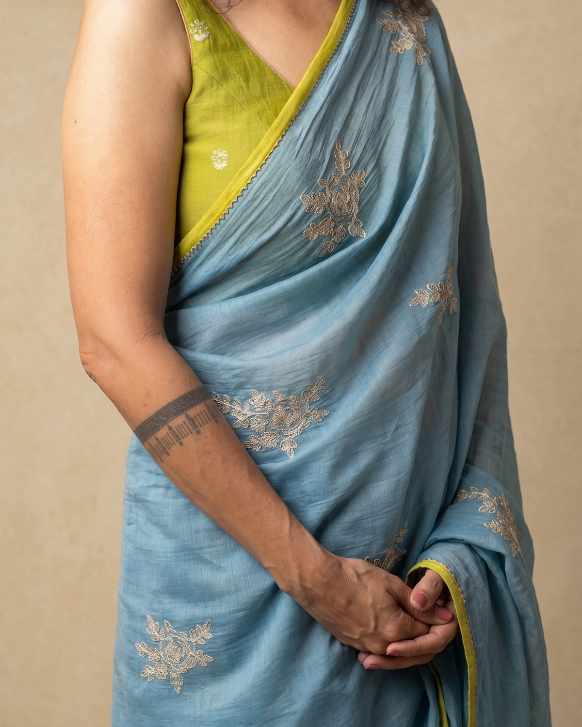 AMARYLLIS | Ocean Blue Chanderi Silk Saree