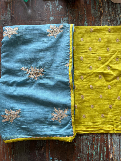 AMARYLLIS | Ocean Blue Chanderi Silk Saree