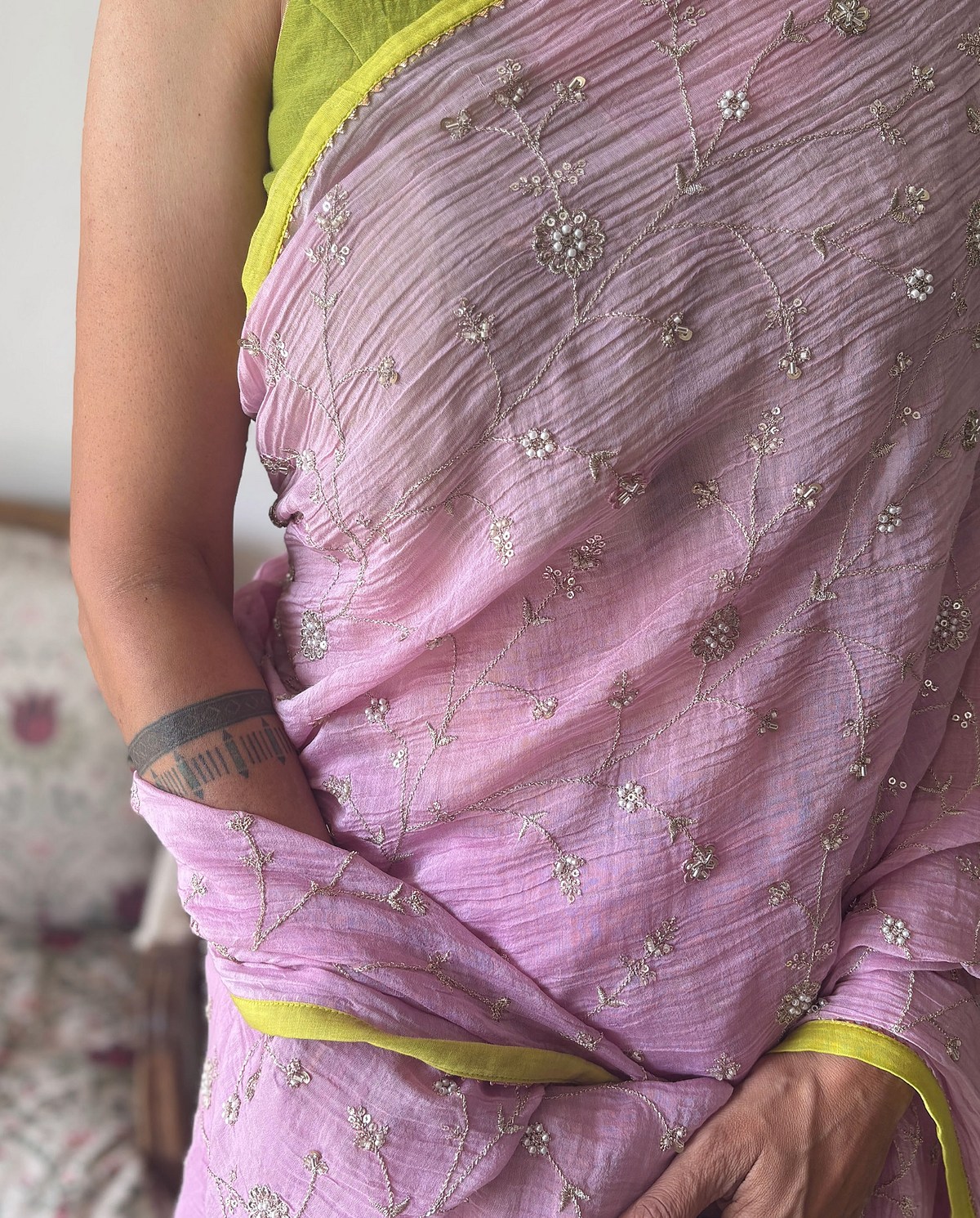 SHEVANTI | Pink Chanderi Silk Saree