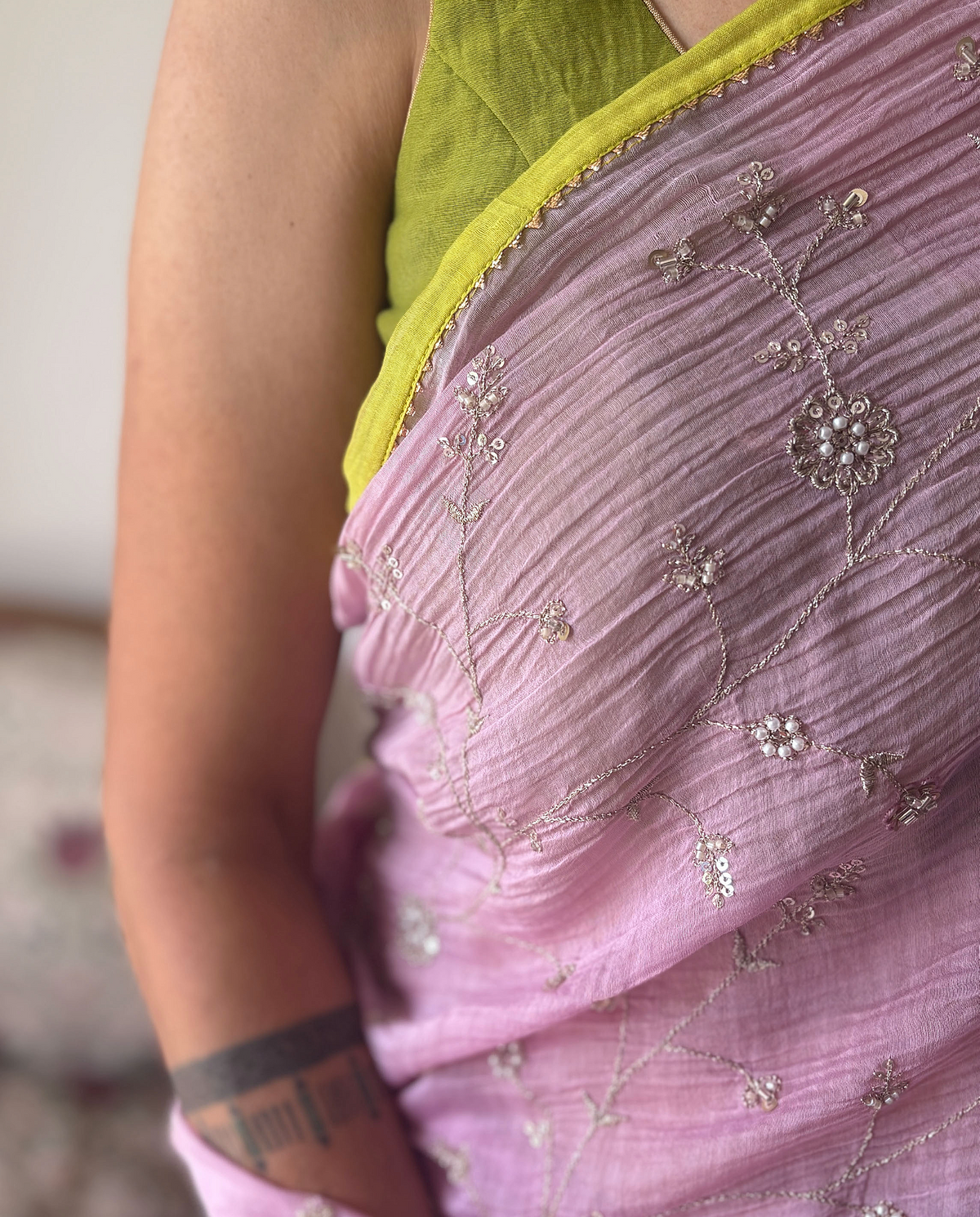 SHEVANTI | Pink Chanderi Silk Saree